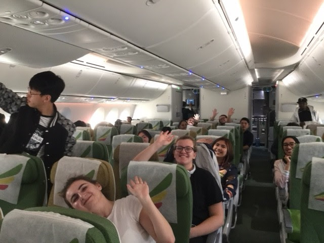 Students on plane