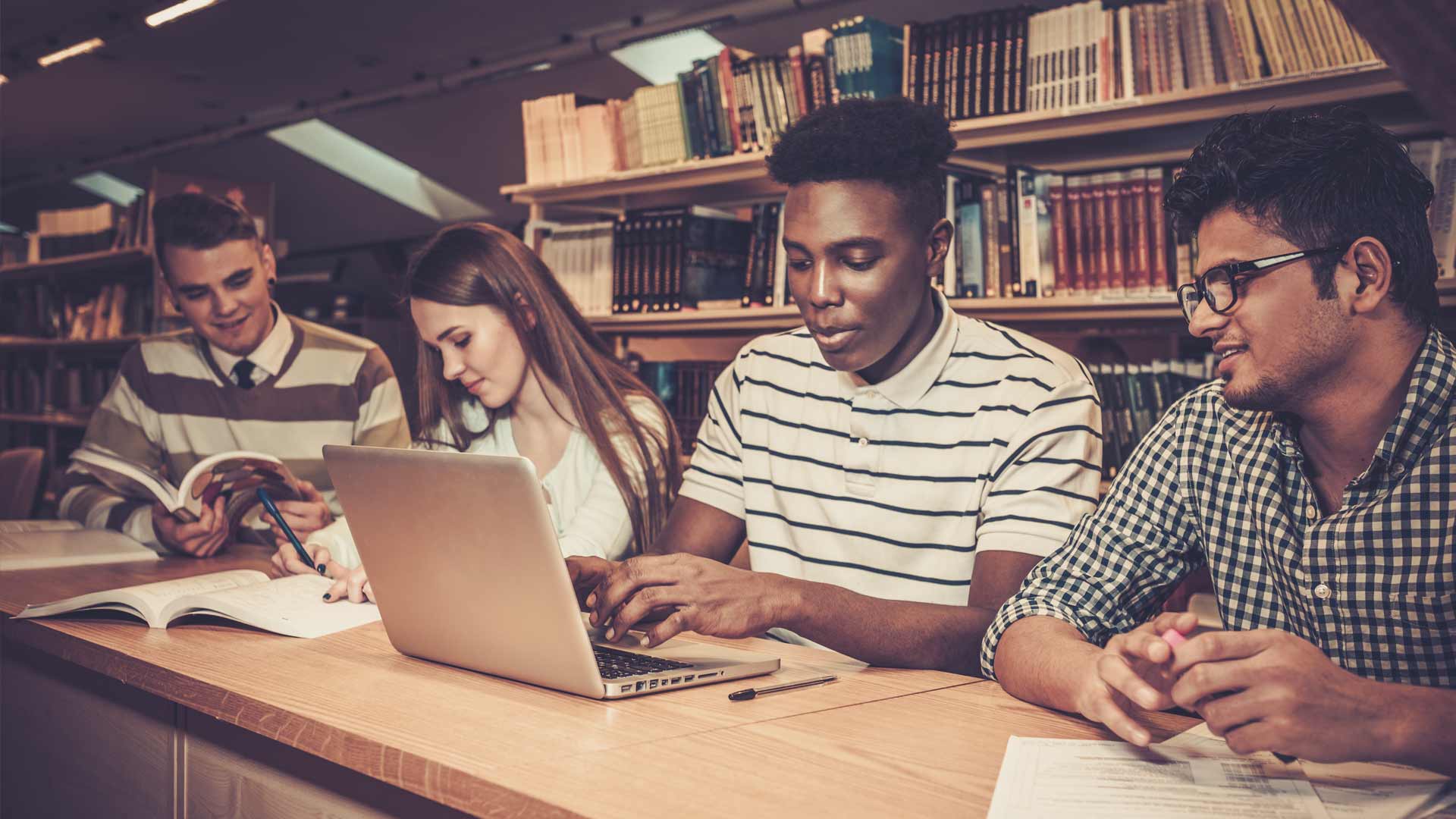 Students studying in the library