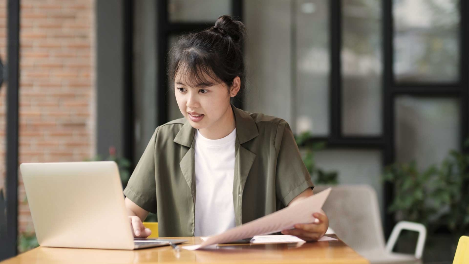 Student sitting at a laptop