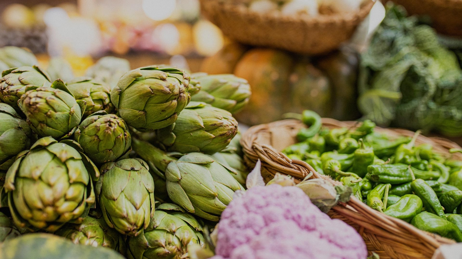 Vegetables on a table at farmers market