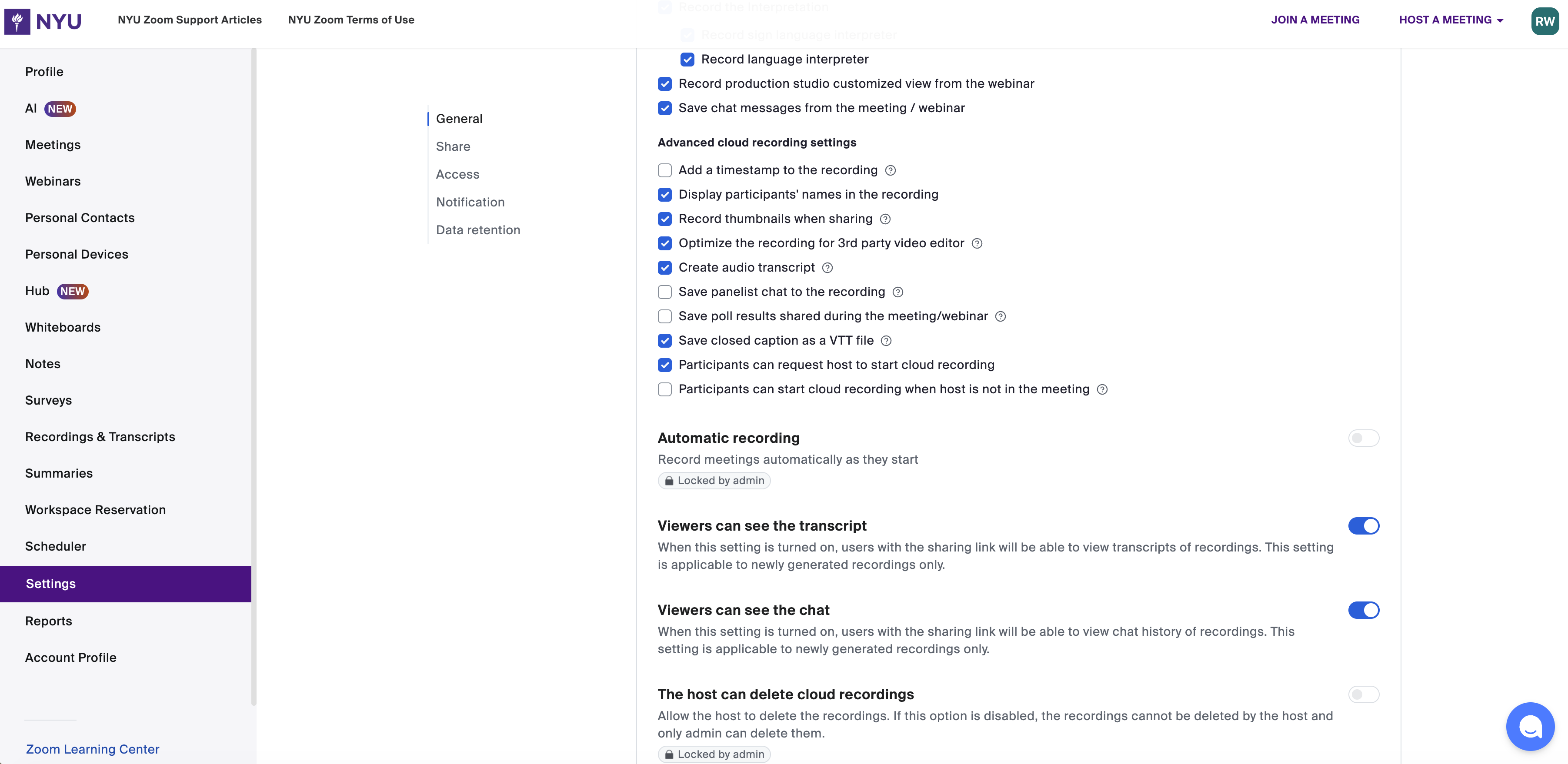 Zoom Recording Settings part 2
