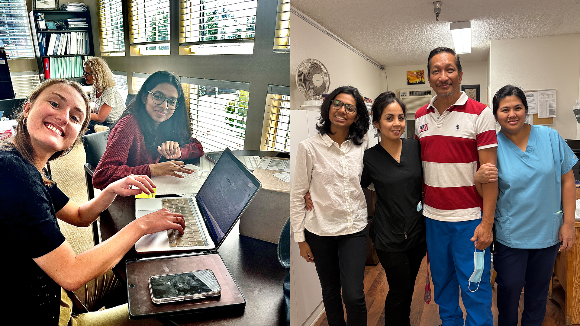 Rimsha with a fellow student, nurses and nursing home staff.