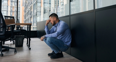 Exhausted office worker suffering from job burnout