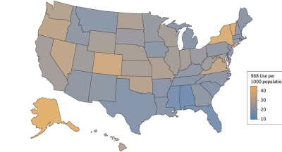 Geographic differences in 988 use