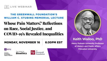 William C. Stubing Memorial Lecture: Whose Pain Matters? Reflections on Race, Social Justice, and COVID-19’s Revealed Inequalities