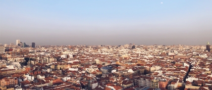 Panoramic view of Madrid from Riu Plaza Rooftop