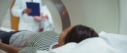 Woman getting a CT scan