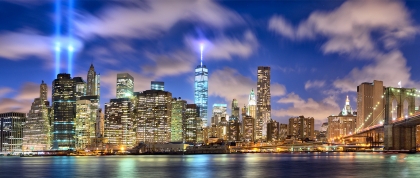 NYC skyline lighting in rememberance of 9/11