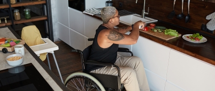 Woman w/ Disability Making Healthy Lunch