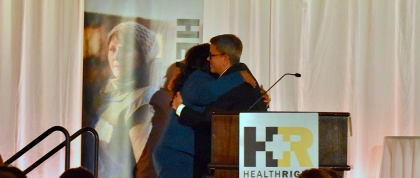 Interim Dean Melody Goodman receiving award from Peter Navario