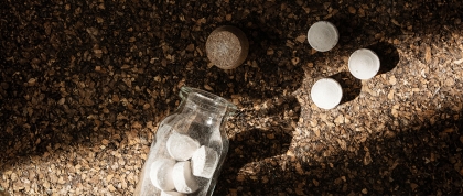 Jar of opioid pills
