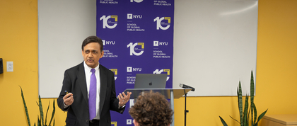 Dr. Humayun "Hank" Chaudhry presenting to a group of GPH students